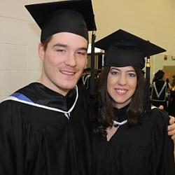 Zachary Zoidis at Landmark College's December 2014 commencement ceremony, with fellow graduate Serenella Balzaretti